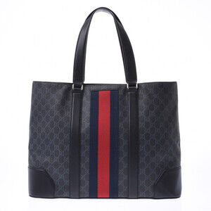 Gucci GG Supreme Sherry Black Leather Tote Bag